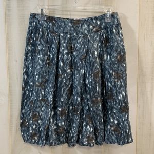 Banana Republic Blue Print Skirt Sz 4 Pockets Silk